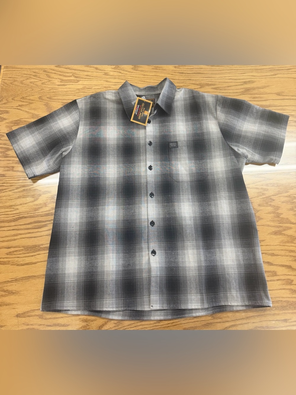 FB County Short Sleeve Checker Flannel Breathable Button Up Shirt 2XL - 27 x 32